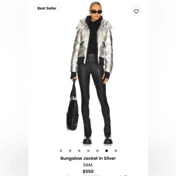 π₯HOT ITEM!π₯SAM. Bungalow Puffer Jacket in Glossy Metallic Silver - Picture 5 of 16